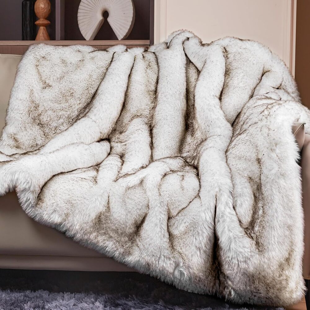 1000GSM Faux Fur Super Thick Warm Cozy Heavy Throw Blanket 50x60 Luxury - Picture 9 of 9